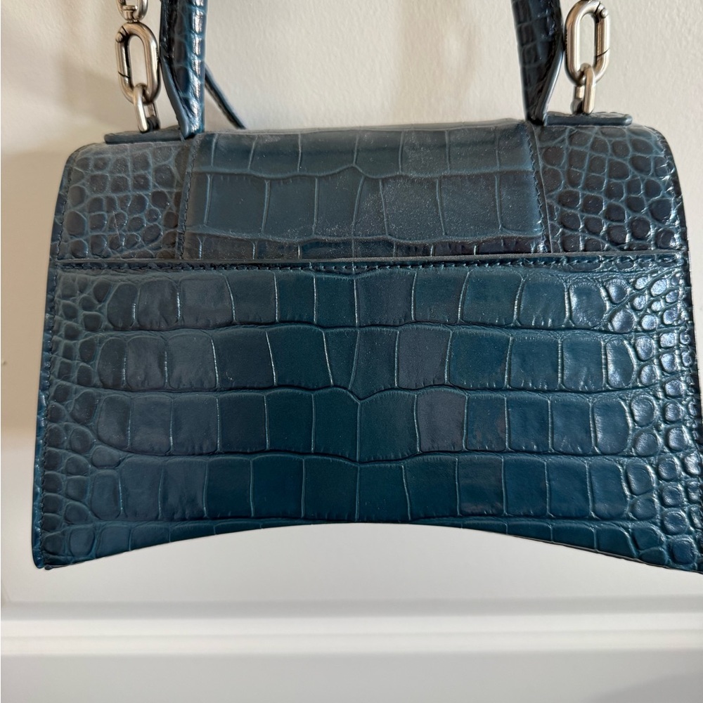 Balenciaga Hourglass Handbag Small in Teal/Blue Crocodile Embossed Calfskin - Picture 5 of 10